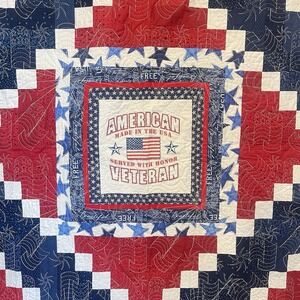 Quilt Of Valor Signed Handmade Quilt Honor Veteran Service American Flag 58x76